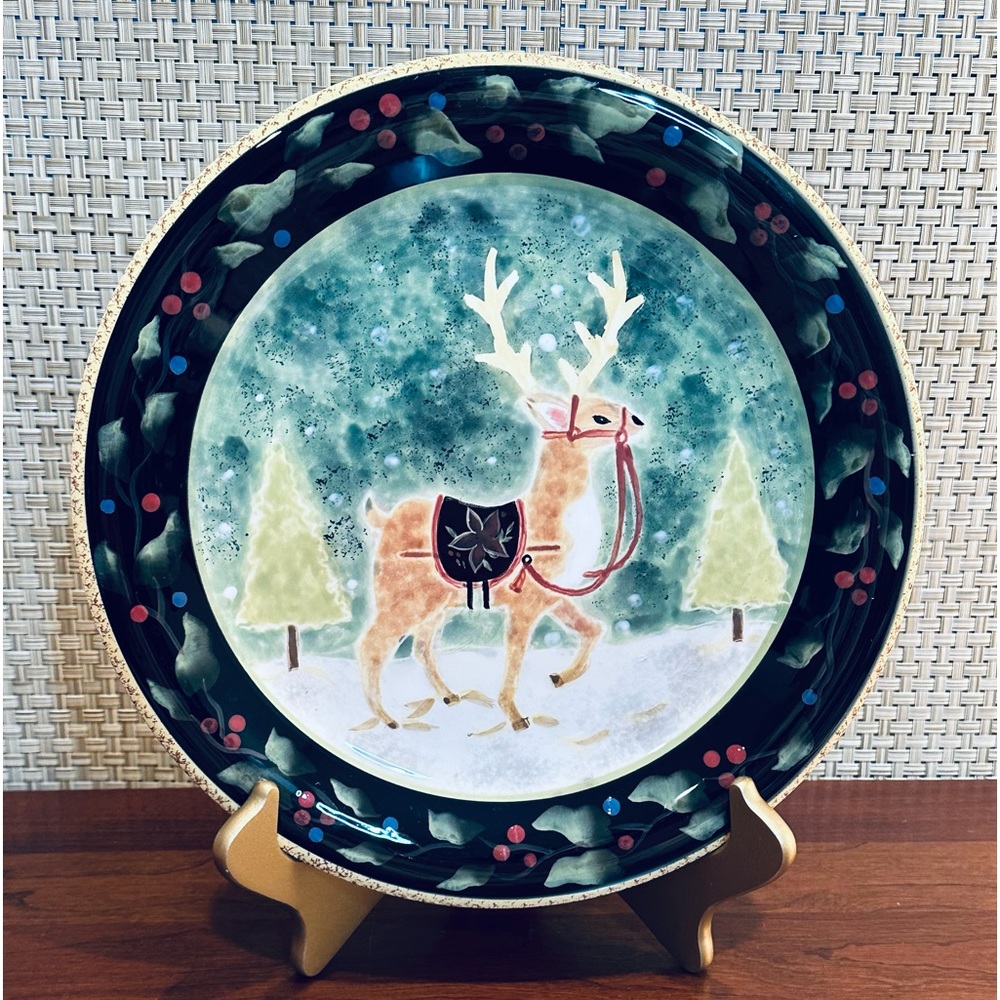 🎄VTG 2003 Antique Christmas Ceramic Plate Certified International B Whiteaker